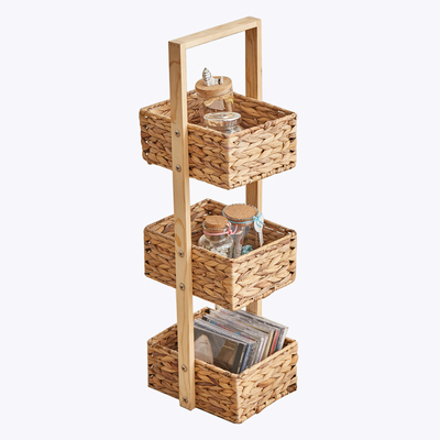 Corn Husk And Wooden Multilayers Perfume Display Rack With 4 Layers