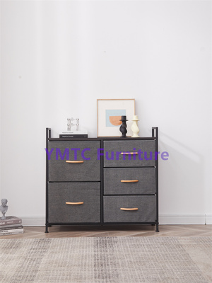 YMTC Black Iron And Wood Furniture Hign Cabinet With 5 Drawer