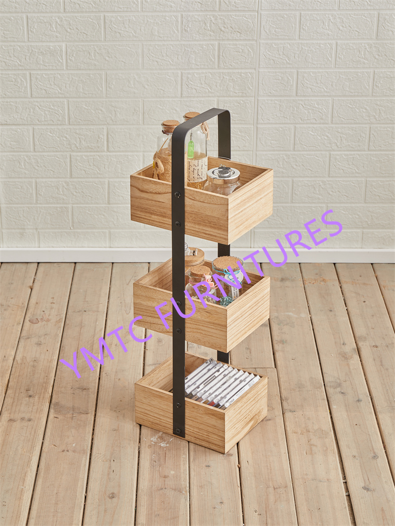 Wooden Layers And Iron Frame Multifunctional Perfume Display Rack With