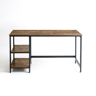 Computer Desk with Storage Shelves Home Office Corner Desk Study Writing Table, Deep Brown