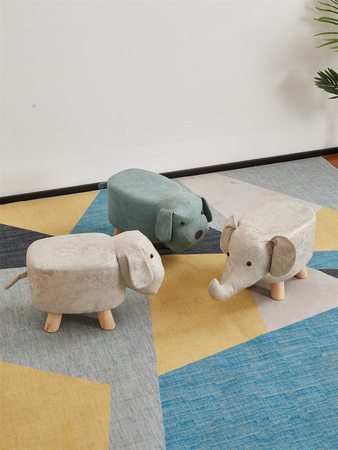 Home creativity child furniture animal shape ottoman wooden legs pu sponge stools frames in wood